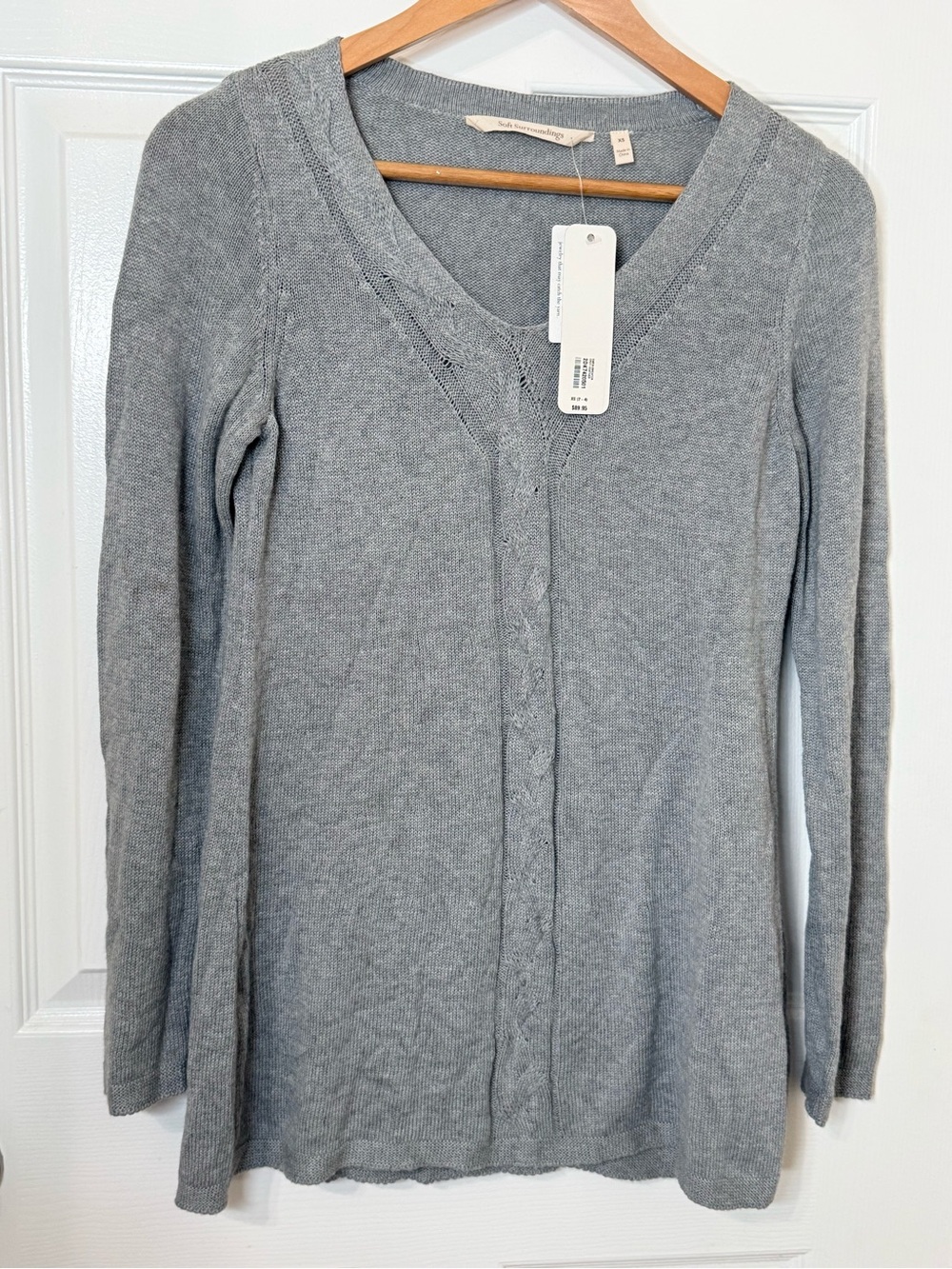 Soft Surroundings grey knit Daria sweater vneck new with tags size XS